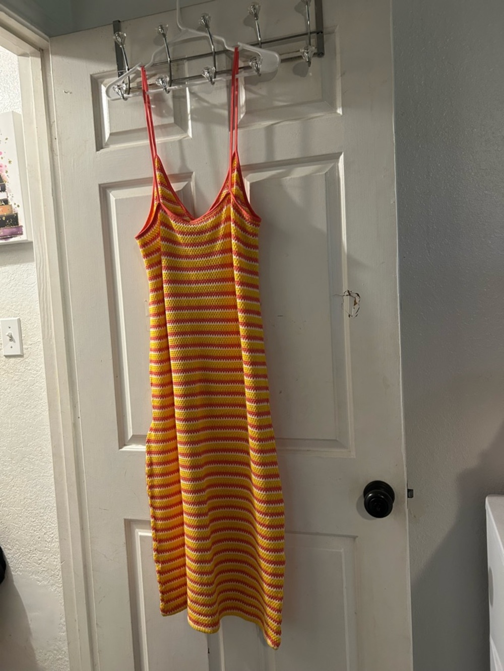 Zara Yellow and Pink Striped Knit Slip Dress - Picture 2 of 2